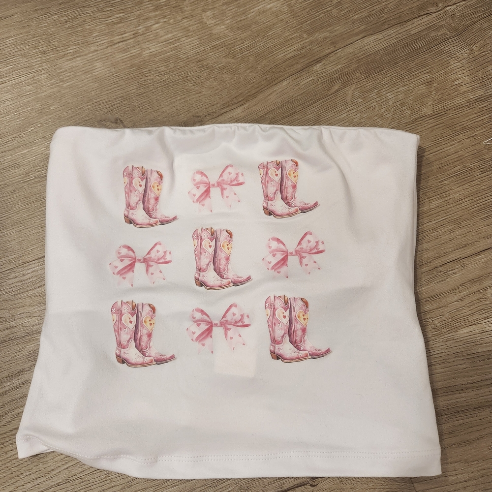 Cowgirl Boots & Bows Tube Top - Size Medium